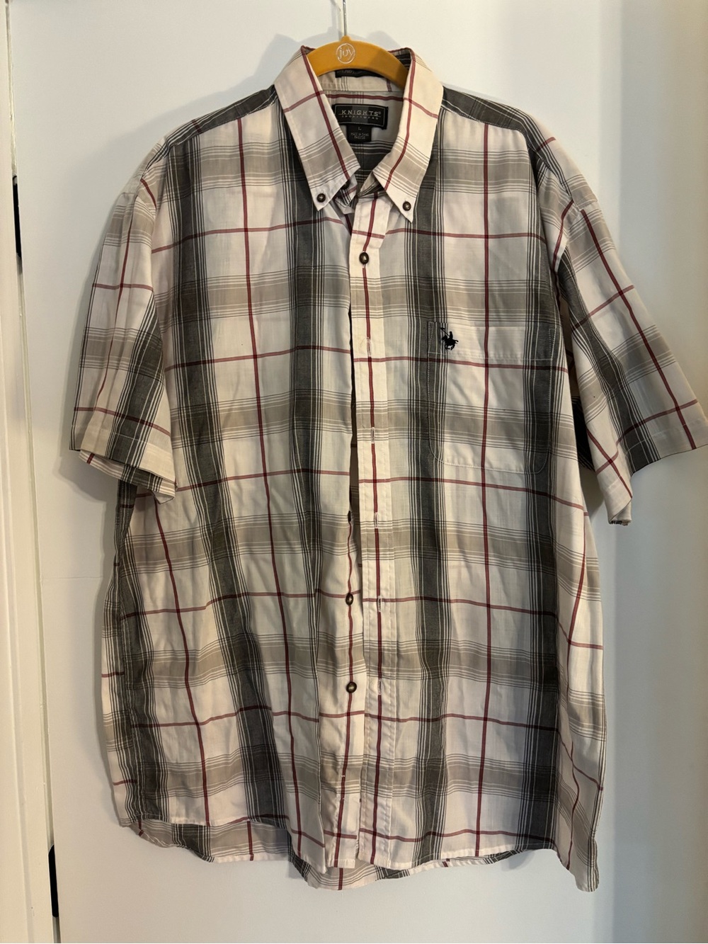 Knights Apparel Short-Sleeve Plaid Button-Down Shirt - White, Gray & Red